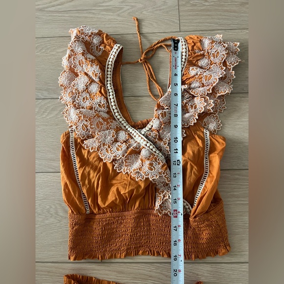 Anthropologie two piece set embroidered boho smocked tank top and skirt size xs - Picture 6 of 14